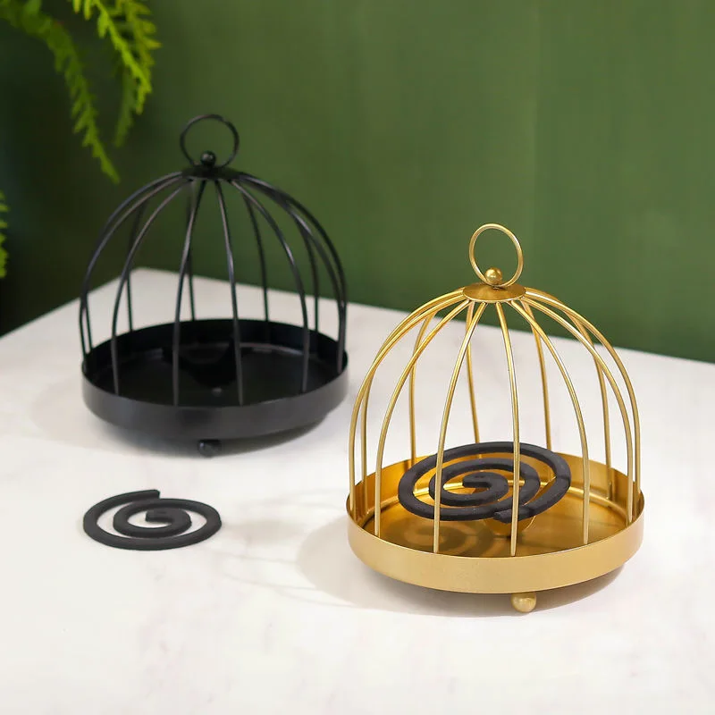 

Creative Mosquito Coil Holder Birdcage Design Metal Iron Nordic Style Anti Mosquitos Repellent Incense Burner Rack Home Decor