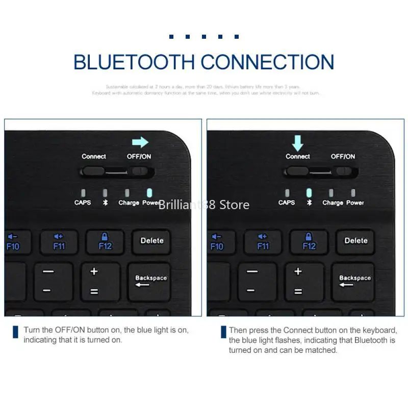 

Mini Slim Portable Bluetooth Wireless Keyboard for Tablet, Laptop, Smart Phone, IPad, Apple, Mac, Support IOS and Android