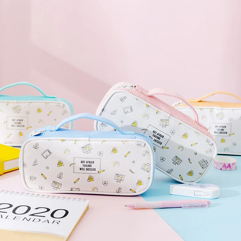 Кавайный мультяшный цветной портативный чехол карандаш для художественной