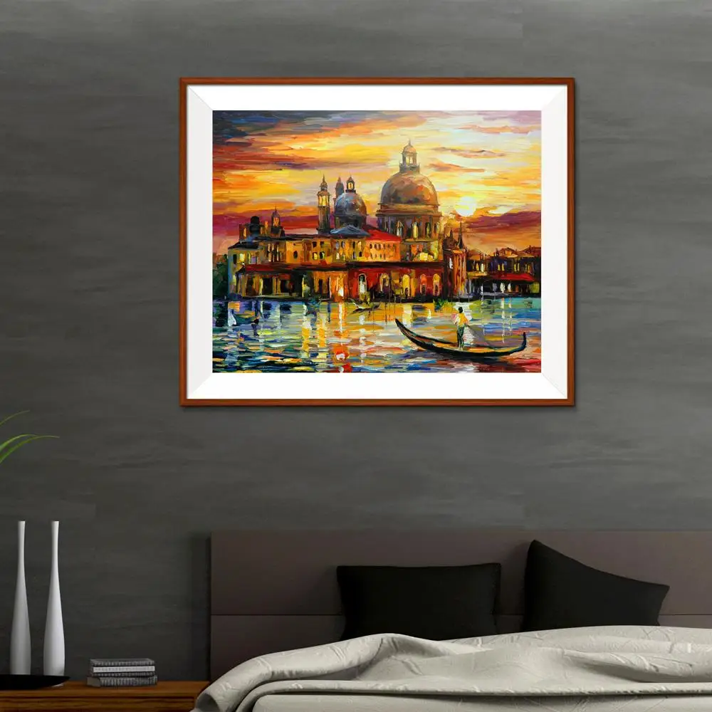 Морской восход солнца закат корабль парусный морской пейзаж Европа без рамки