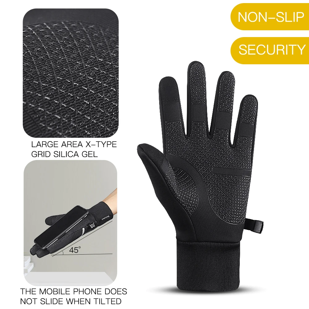 Winter Men's Gloves Warm Touchscreen Full Finger Cycling Gloves Waterproof Winterproo Sport Bike Skiing Motorcycle Riding Mitten