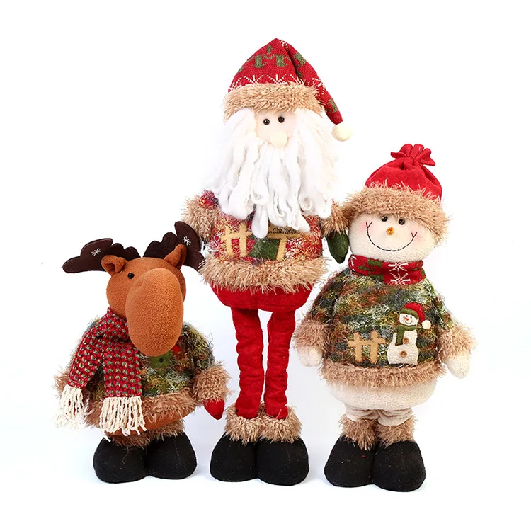 

Retractable Christmas Plush Dolls Santa Claus Snowman Elk Christmas Gift Ornaments Children's Stuffed Toy Xmas Home Decoration