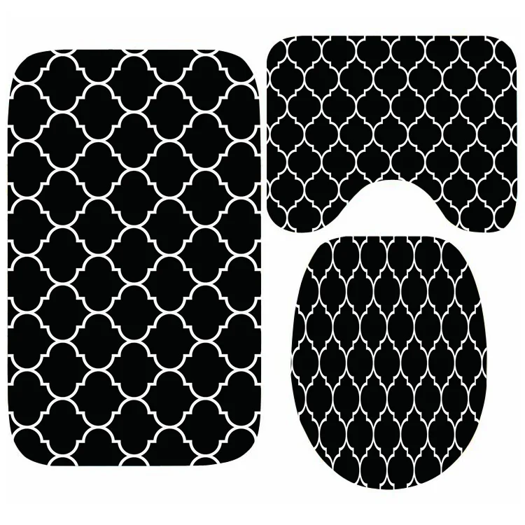 Классический черный и белый Quatrefoil скандинавский нескользящий коврик для ванной