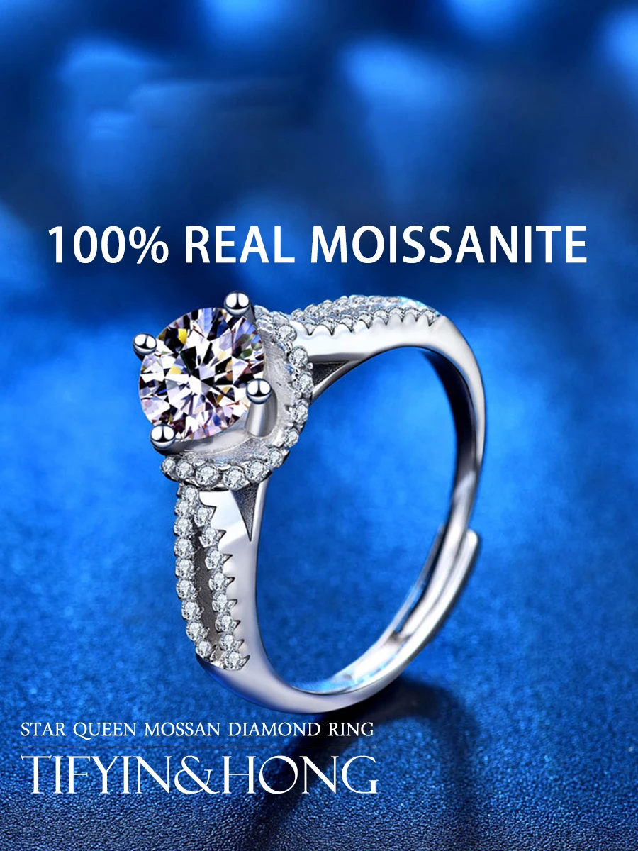 

Женское Обручальное кольцо из серебра 925 пробы, с муассанитом