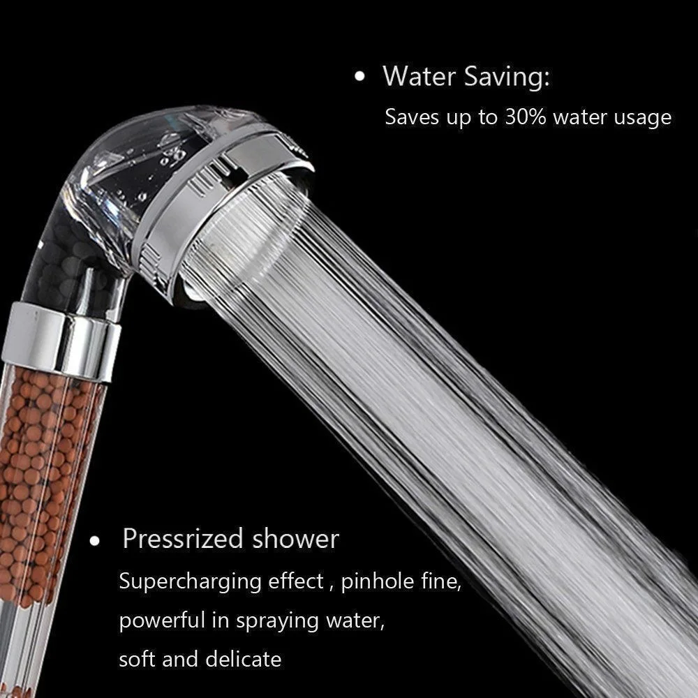 

Handheld Water-saving Shower Head Nozzle High Pressure 3 Modes With Rocks Household Filter Shower Nozzle Bathroom Accessories