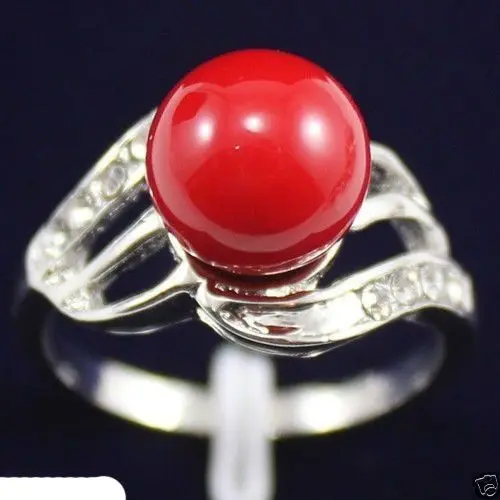 + Доставка&gt Красивая 10 мм красный жемчуга из раковины ЮЖНОГО МОРЯ 8KGP обручальное