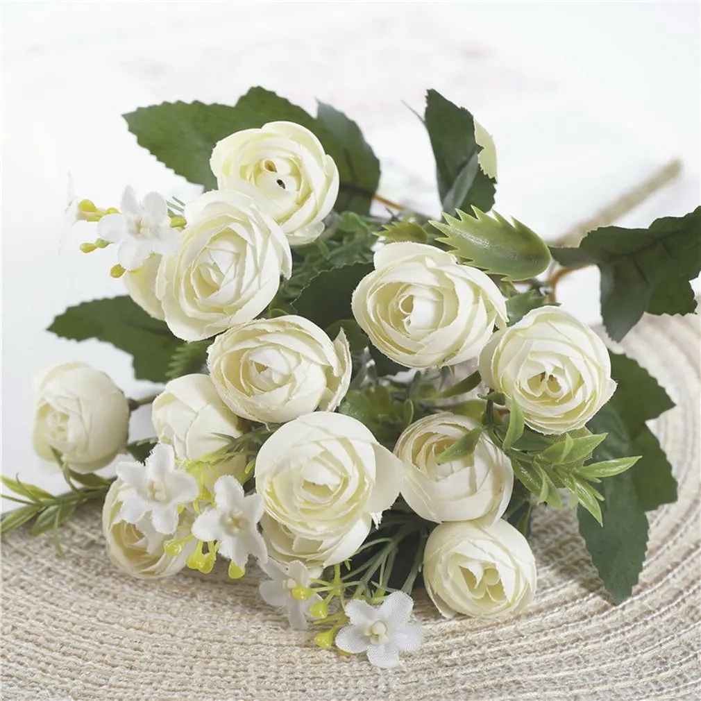 

13 head Tea Roses Bundle Home Living Room Wedding Decoration Flores Silk Artificial Flower