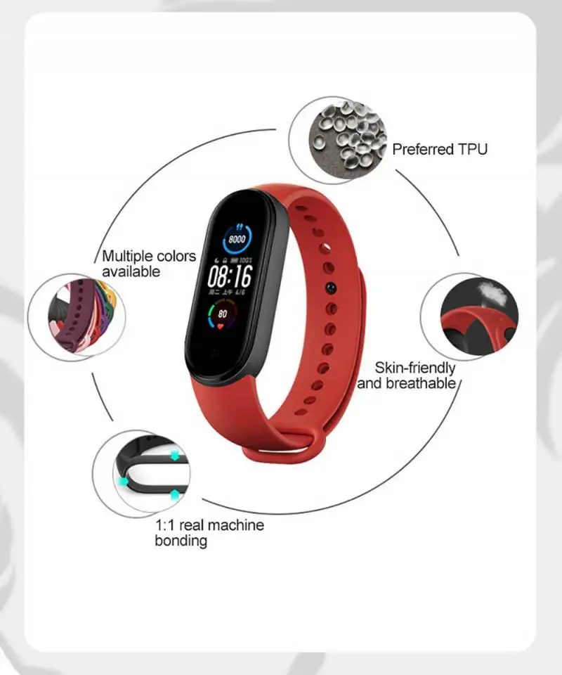 

Newest Silicone Strap For Xiaomi Mi Band 5 Replacement Wrist Strap For Mi Band 5 Bracelet Sports Strap Smart Watch Wristband