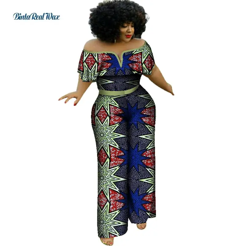 Летний хлопковый комбинезон с v образным вырезом Африканский Воск для печати