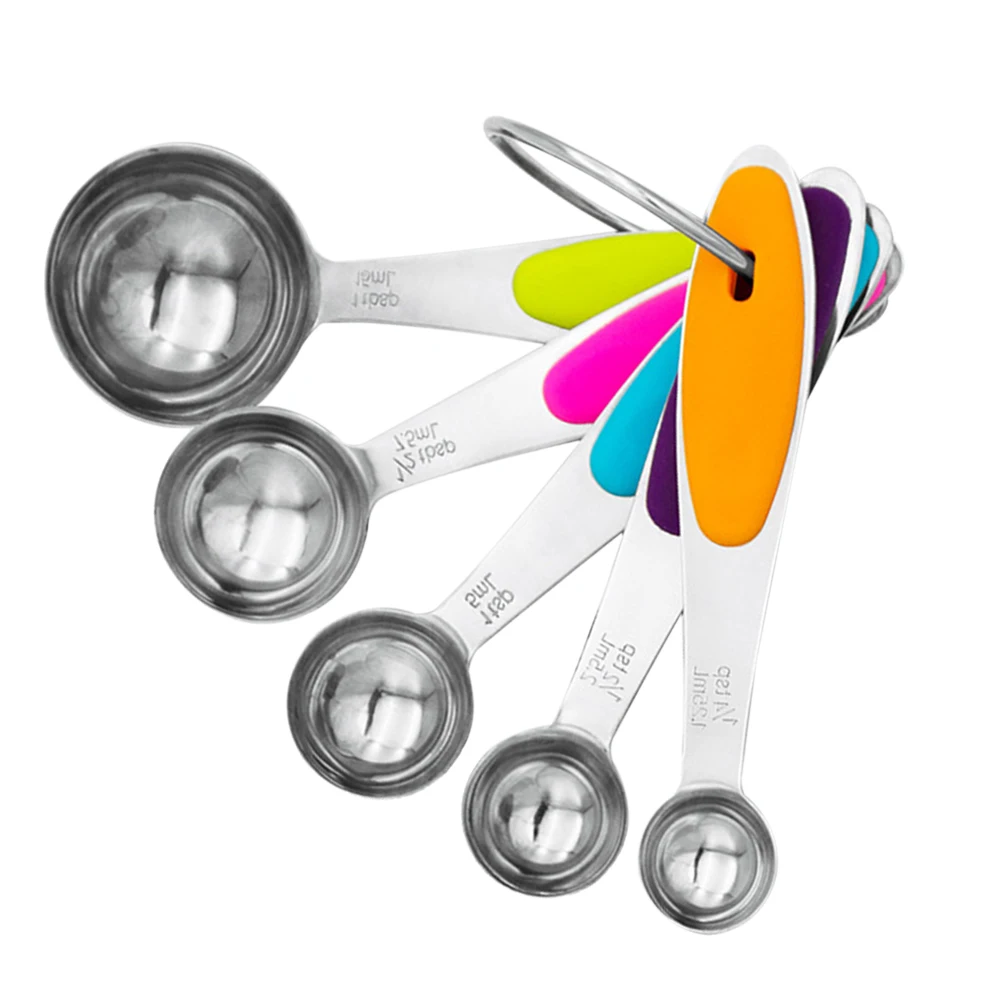 

5pcs Measuring Spoons Premium Stackable Kitchen Measuring Spoon Set Stainless Steel Teaspoon Coffee Sugar Scoop Scale Tools