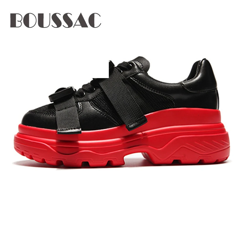 BOUSSAC женские кроссовки из натуральной кожи и сетчатого материала на платформе