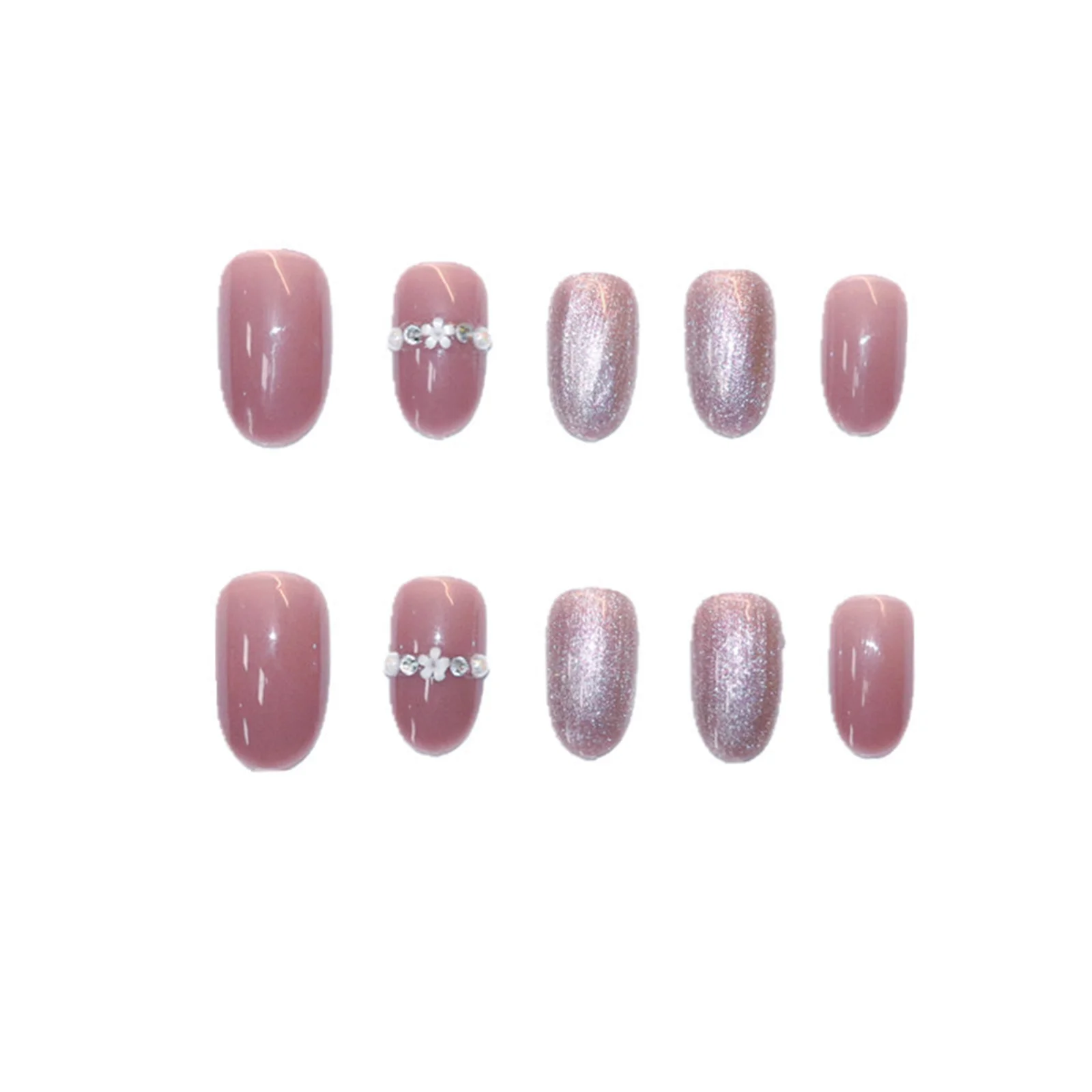 

24pcs Spar Cat's Eye Wear Long Paragraph Fashion Manicure Patch False Nails Save Time Wearable Jelly Nail Patch SOYW889