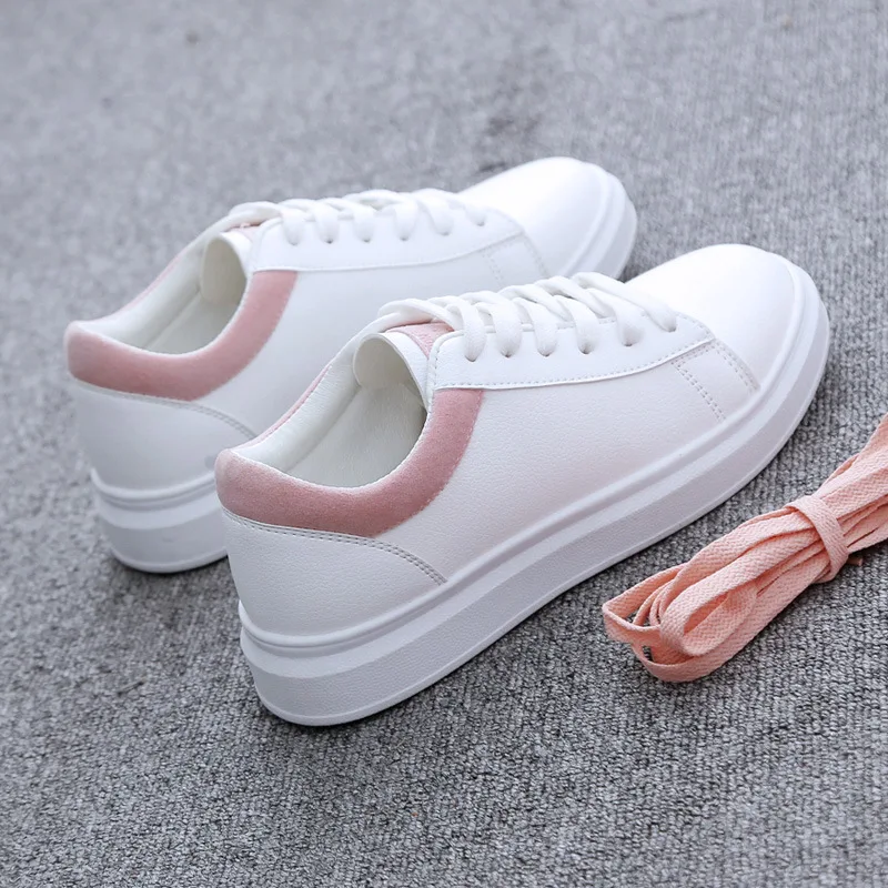 

Breathable Small White Shoes for Women Female Flat Bottom Sports Board Shoes Woman PU Solid Shallow Women Sneakers Fall 2020