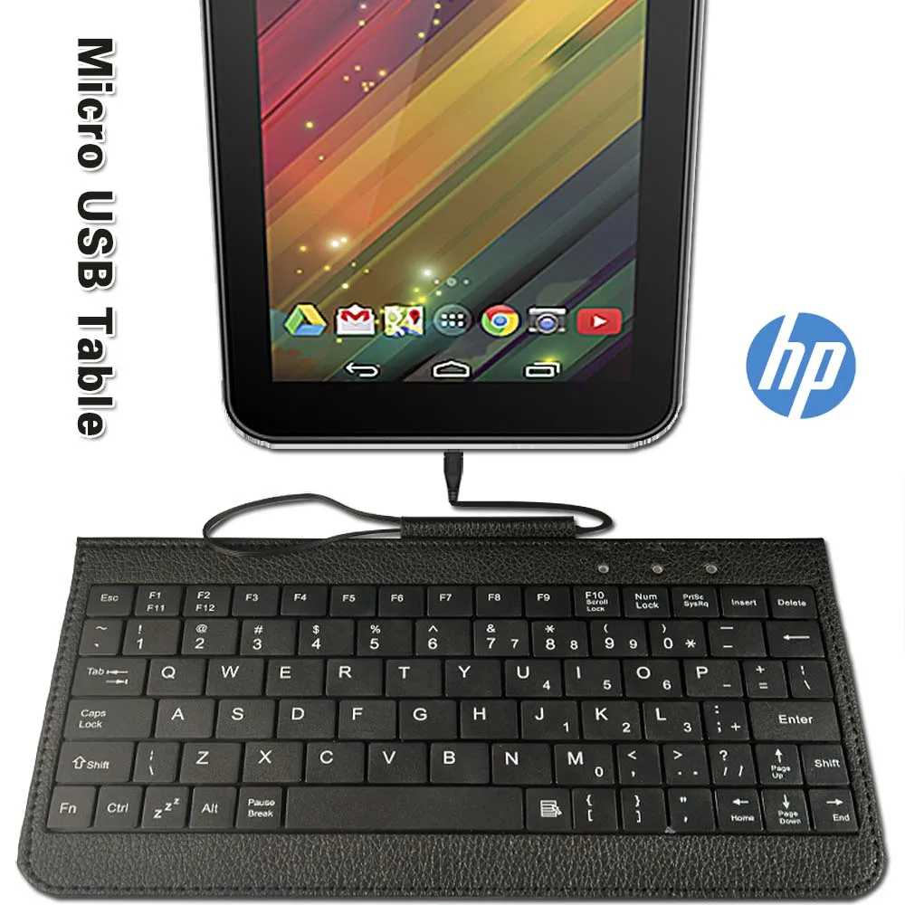 Compact Standard USB Keyboard + PU Leather Folio Stand Case 