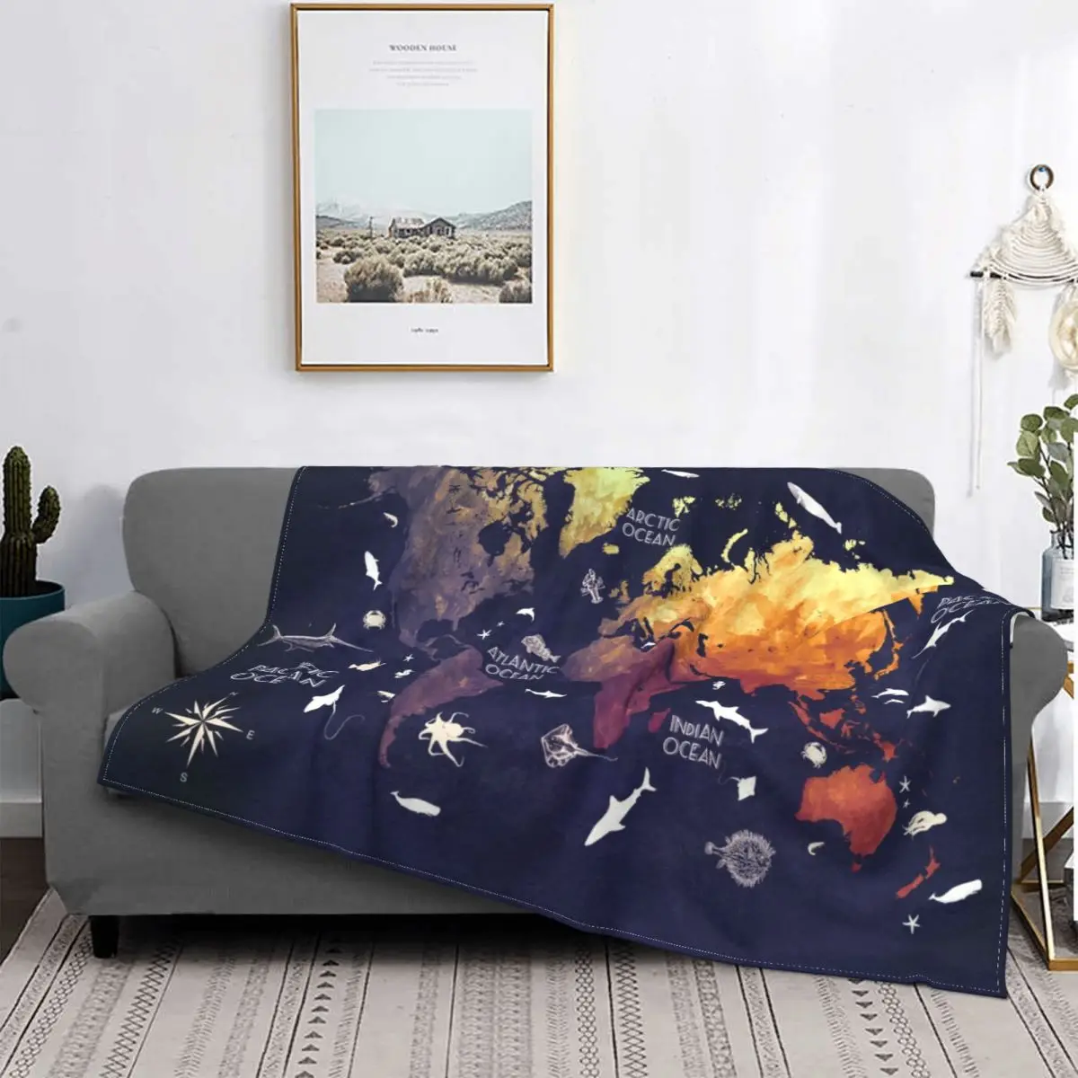 

Mantas de franela con estampado del mapa del mundo, manta portátil supercálida para cama, sofá, alfombra, pieza