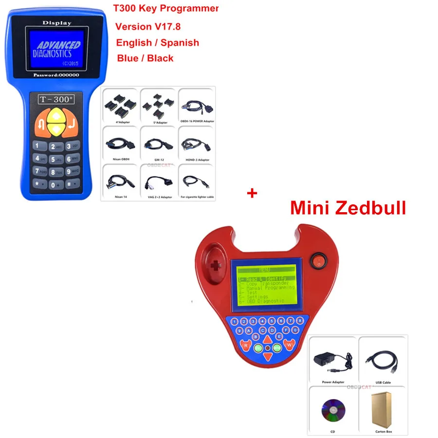 Car Key Programmer T300 V19.2 T 300 Auto Transponder Decoder T-CODE T-300 diagnostic blue/black color + Mini Zedbull | Автомобили и