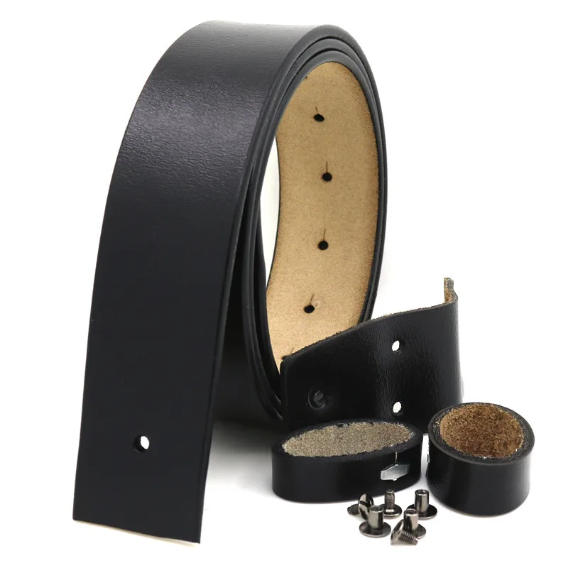 Men Genuine Leather Belt Bo Buckle Cowskin Belts Body Accessories Without 3.8cm Width Black Brown | Аксессуары для одежды