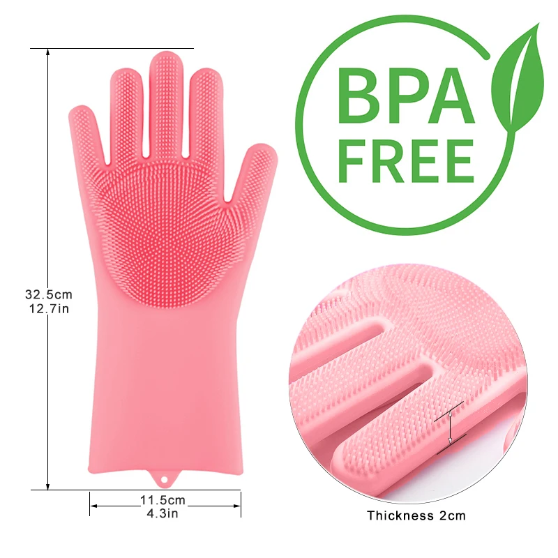 

1 Pair Dishwashing Gloves Silicone Dish Washing Gloves Kitchen Silicone Cleaning Household Tools for Clean Car Pet Brush Glove