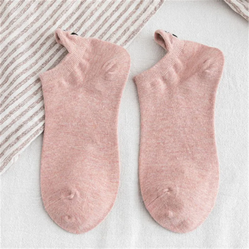 Pink 01 Женские милые короткие носки с героями мультфильмов модные забавные носки с ушками для девочек унисекс хлопковые мужские носки Прямая поставка - Цвет: Pink 01