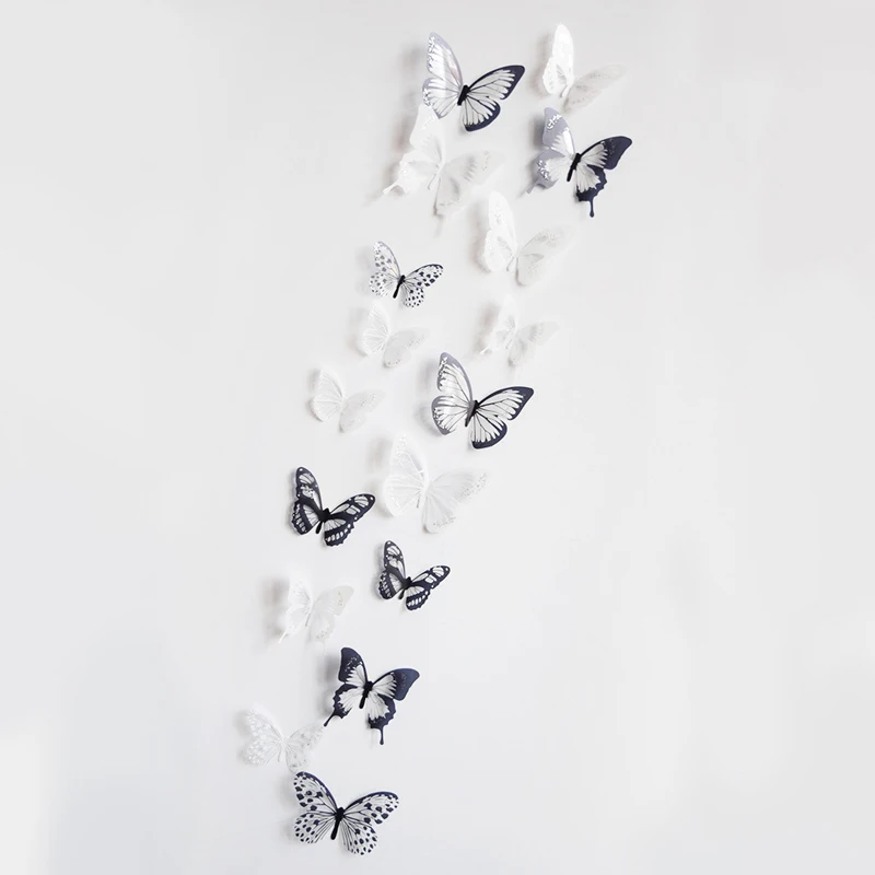 

zollor 36 Sets of 3D PVC Wall Stickers Children's Room Bedroom Background Wall Decoration Stickers Three-dimensional Butterfly