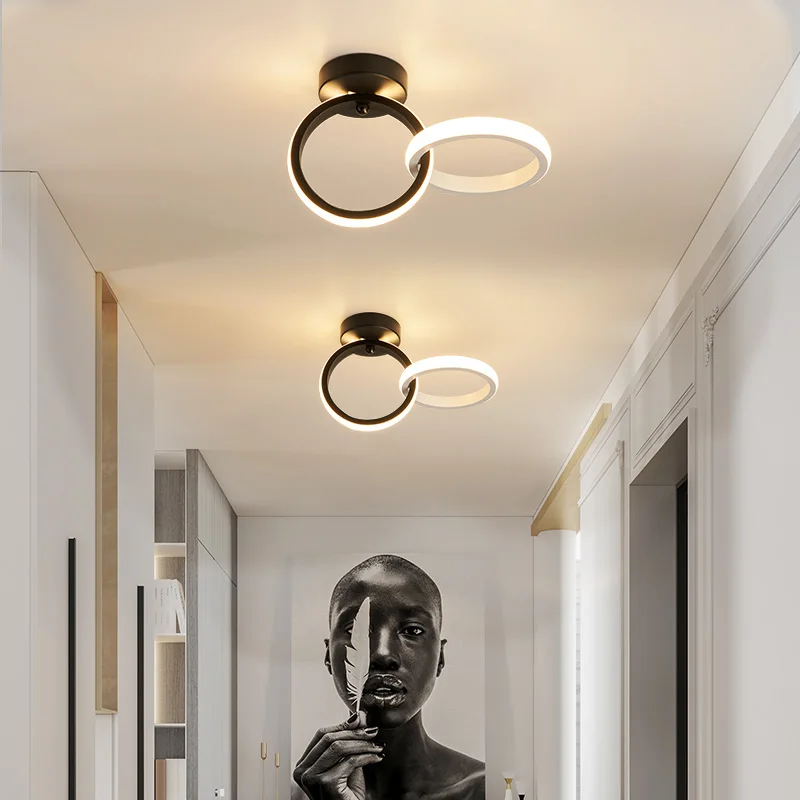 

VEIHAO Modern LED Ceiling Lights for bedroom bedside Aisle corridor balcony Entrance home LED Ceiling Lamp white mixed black
