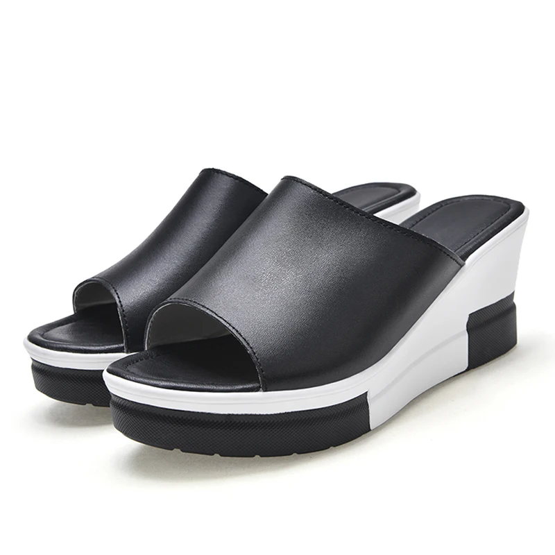 Новинка для женщин рифленая толстая подошва на танкетке высокий дышащий