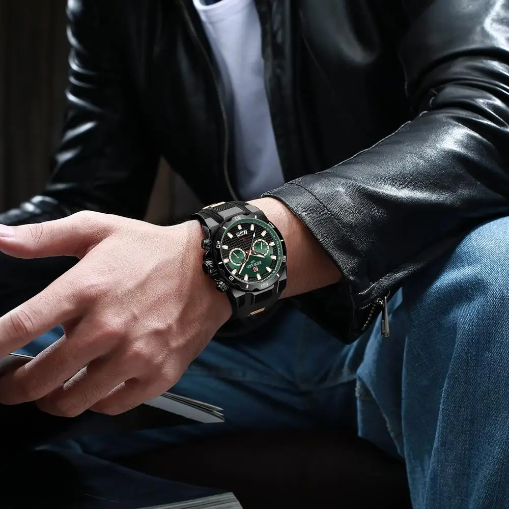 Часы мужские кварцевые в стиле милитари с силиконовым ремешком | Наручные часы