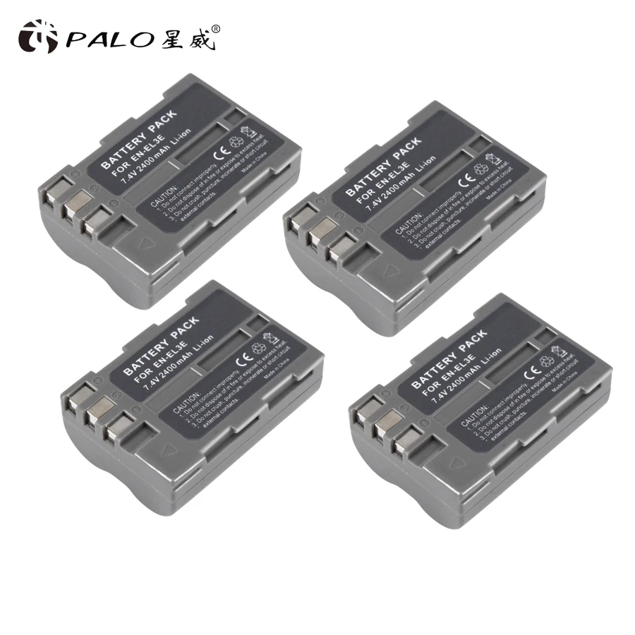 4pcs battery PALO Аккумулятор для камеры EN-EL3E аккумулятор el 3e 7,4 V 2400mAh 1 шт. литий-ионный цифровой для NIKON d700 d90 d200 d300S d70 d100 - Цвет: 4pcs battery