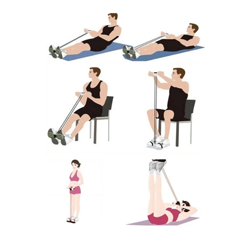 Fitness Equipment 4 Tube Tension Trainer Sports Foot Expander Chest Pull Leg Latex Draw Rope Gymnastics Rope Resistance Bands