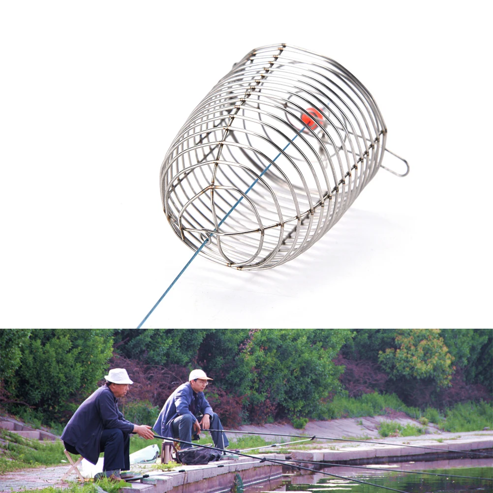 1 шт. Нержавеющая сталь Рыболовная Ловушка клетка корзина Клетка Приманки фидер