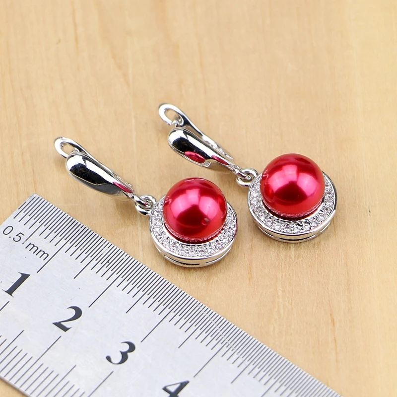 Комплект из колье и серёг серебра 925 пробы с искусственным жемчугом | Украшения