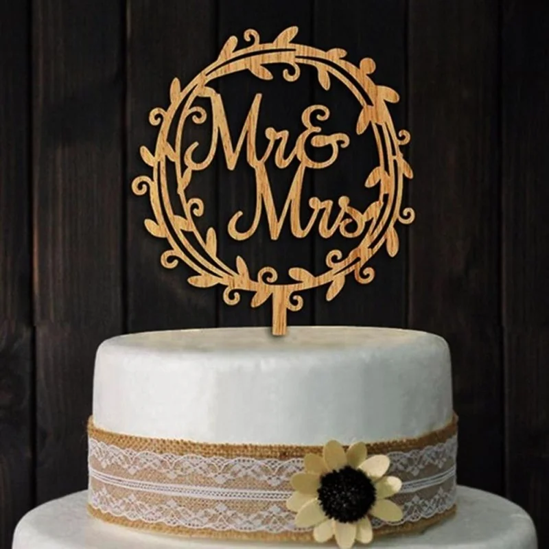 Свадебный торт Топпер декоративные Персонализированные Деревянный С Днем