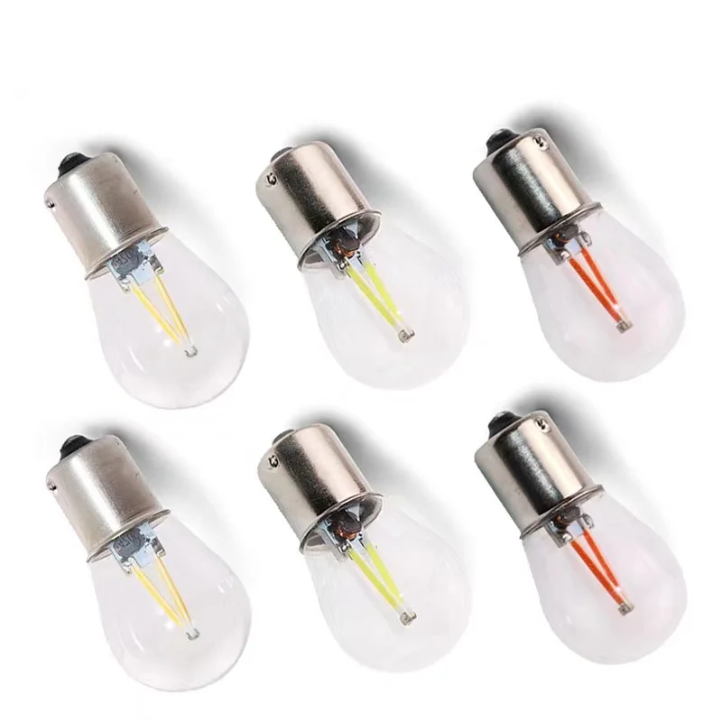 

2PCS Car Light Bulb Filament Chip P21w 1156 BA15S P21W LED Auto White 1157 BAY15D COB 12/24V Instructions Reverse Lamp