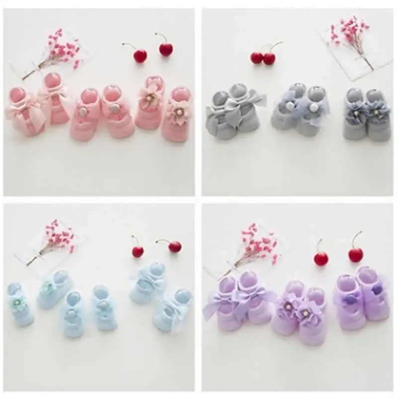 3 пары носков из тонкого хлопка кружевной бант одинокий носки-башмачки для