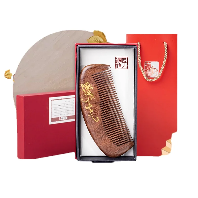 

Carved Golden Silk Sandalwood Comb Wet and Wavy Bundles Combs for Hair Gifts Souvenirs Girlfriend Festive Gifts Wholesale