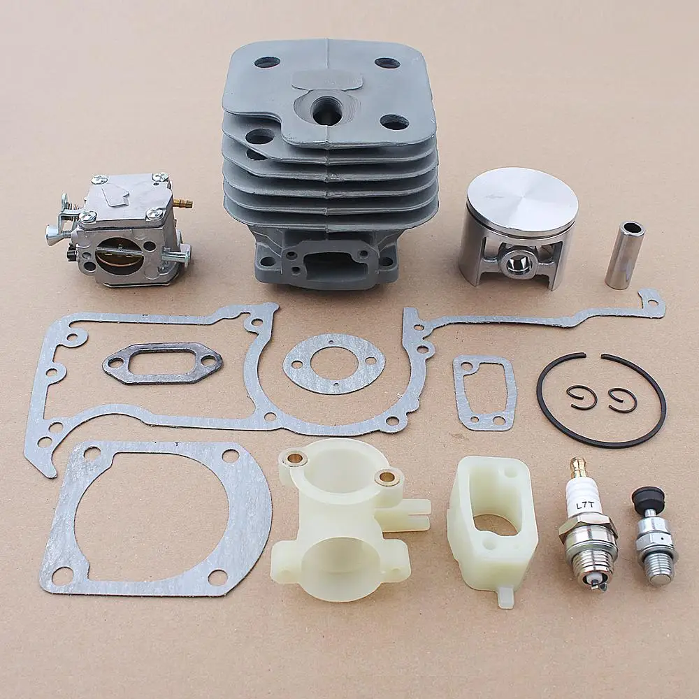 52mm Nikasil Cylinder Piston Carburetor Kit For Husqvarna 268 272 272K 272XP 61 Chainsaw 574331601, 503758172 w Intake Manifold