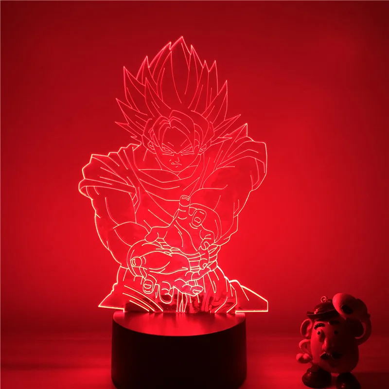 3D светодиодный ночной Светильник Dragon Ball Z Goku Super Saiyan, экшн-фигурка, 7 цветов, сенсорная Оптическая иллюзия, настольная лампа, режим украшения дома