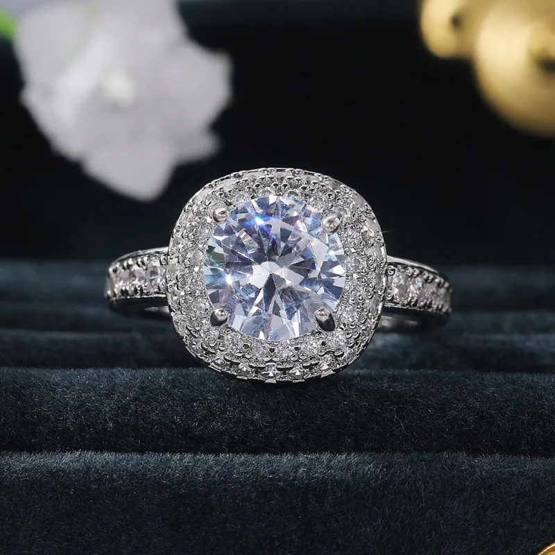 

Женское Обручальное кольцо из серебра 925 пробы с квадратным фианитом