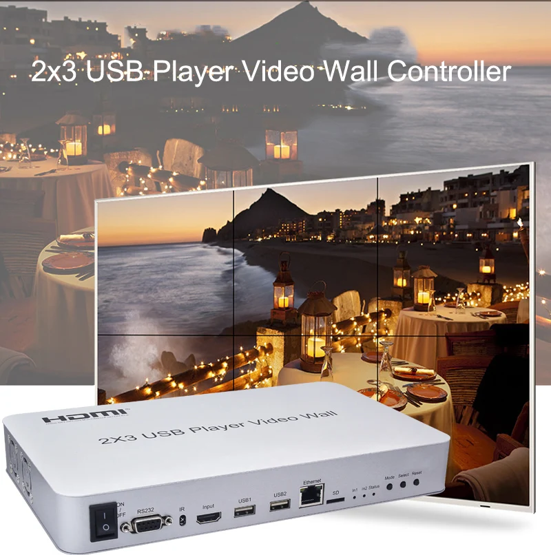 2x3 HDMI HD ТВ экран Сращивание процессор 4K 2x2 1x2 ТВ видео настенный контроллер USB плеер Поддержка KVM USB мышь клавиатура Ethernet