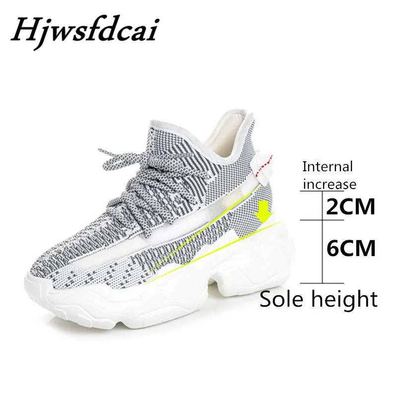 

Hjwsfdcai Women Sneakers Inner Increase Ladies Heighten Running Shoes Korean Version All-match Mesh Breathable Lace-up Mesh Shoe