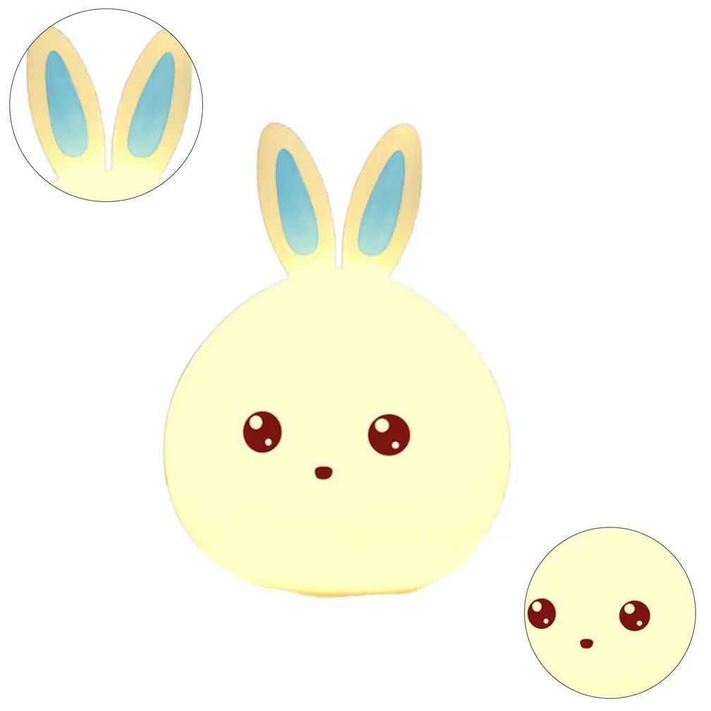

New Style Rabbit LED Night Light For Children Baby Kids Bedside Lamp Multicolor Silicone Touch Sensor Tap Control Nightlight