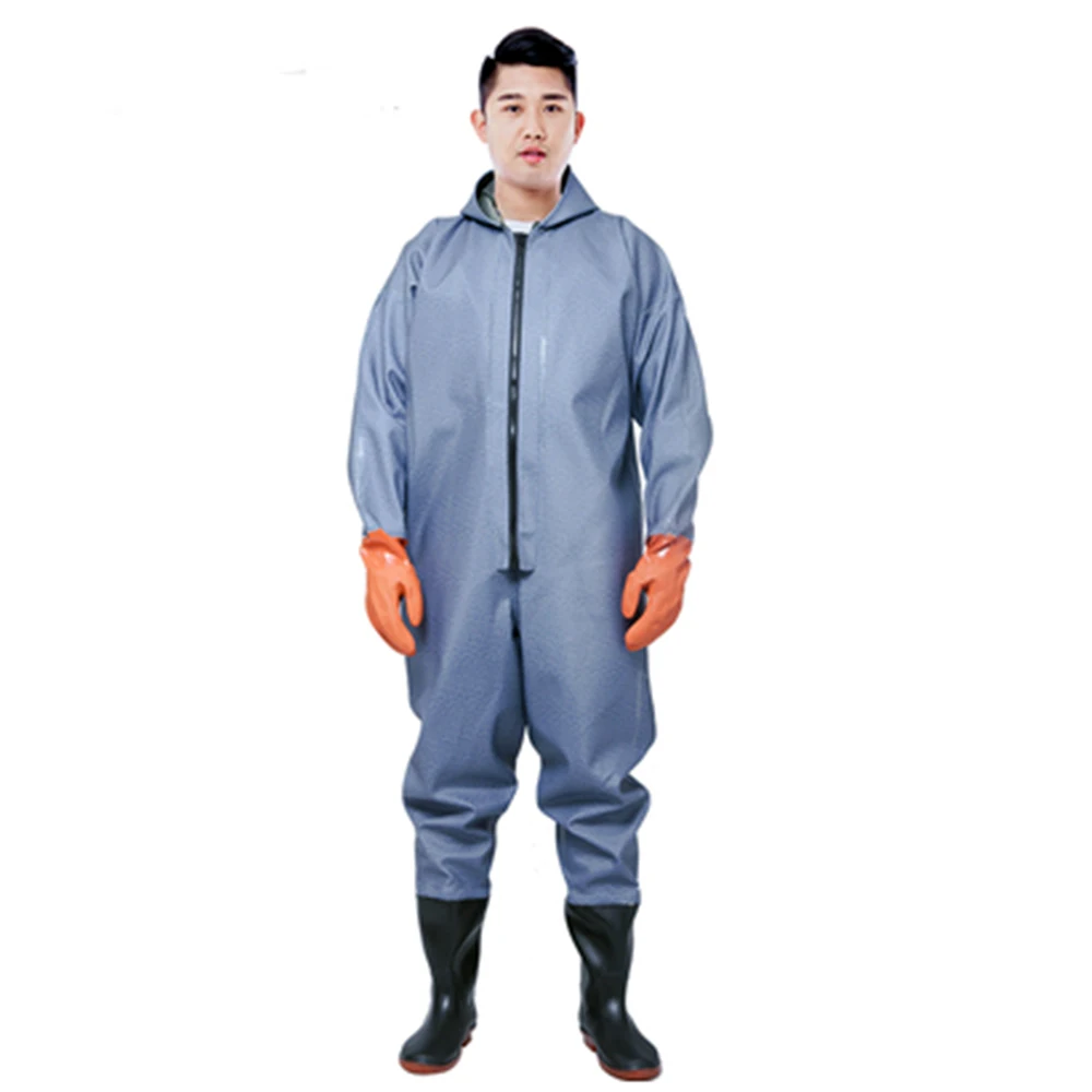 

1mm Cowboy Blue One-piece Fly Fishing Wader Outdoor Warm Waterproof Overalls Hunting Waders Breathable Stocking Foot Men Women