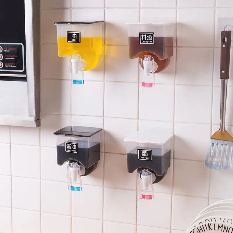 

Wall-mounted oiler household kitchen liquid seasoning tank controllable soy sauce vinegar cooking wine kitchen storage supplies