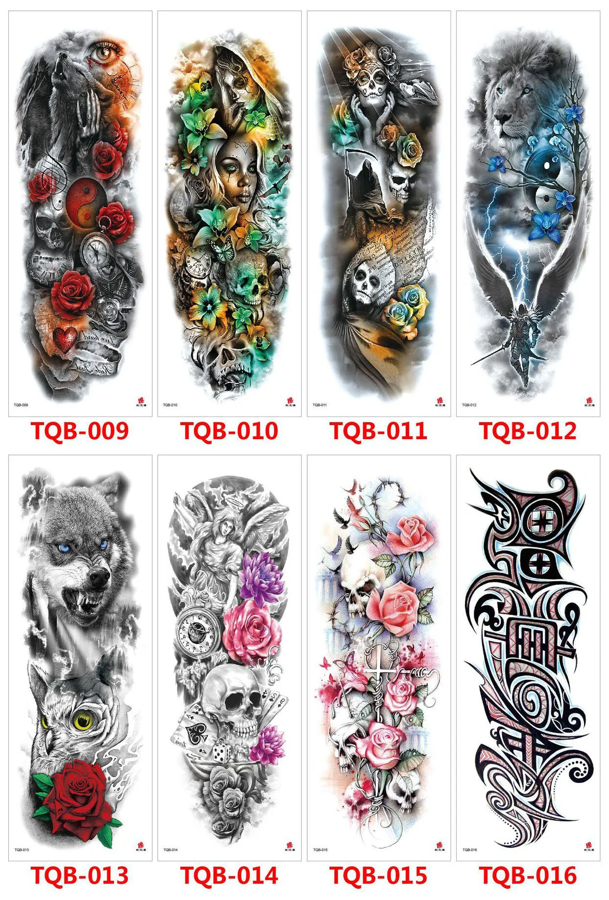 

Large Arm Sleeve Tattoo Lion Wolf Owl Rose Waterproof Temporary Tatoo Sticker Full Skull Totem Tatto