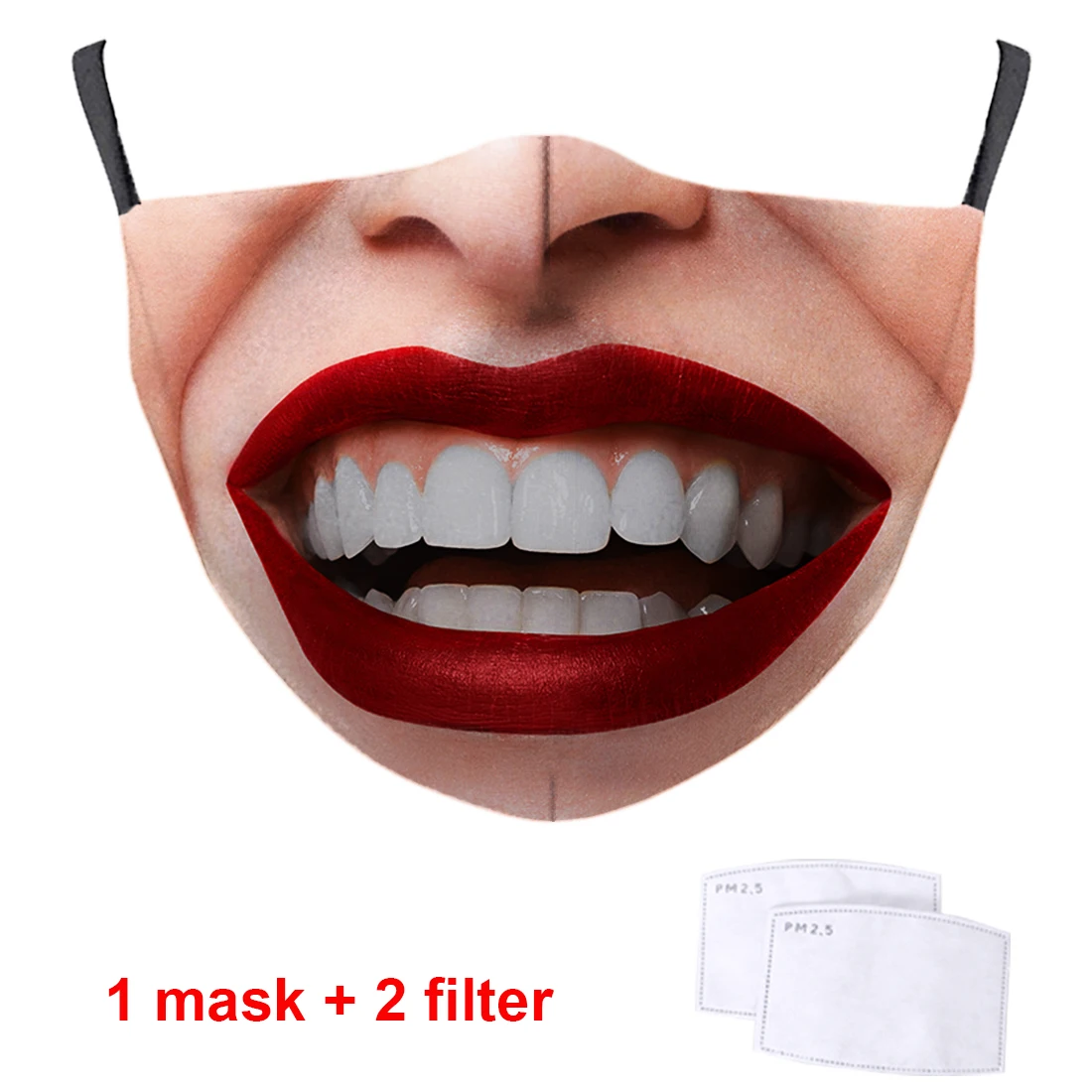 

Funny Mouth Print 3D Mask PM2.5 Filters Masks Adult Outdoor Protective Facemask High Quality Washable Reusable Mouth Muffle