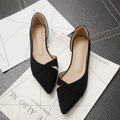 

Women Flats Pink Black Pure Color Plus Small Size 34 Large 41 42 43 44 Suede Leather Pointed Toe Office Lady Flat Heel Shoes