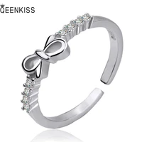 qeenkiss rg6290 fine jewelry%c2%a0wholesale%c2%a0fashion%c2%a0%c2%a0woman%c2%a0girl%c2%a0birthday%c2%a0wedding gift bow aaa zircon 925 sterling silver open ring