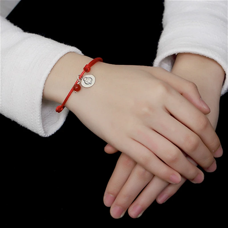 Женский красный браслет со знаками Зодиака серебро 925 пробы | Украшения и
