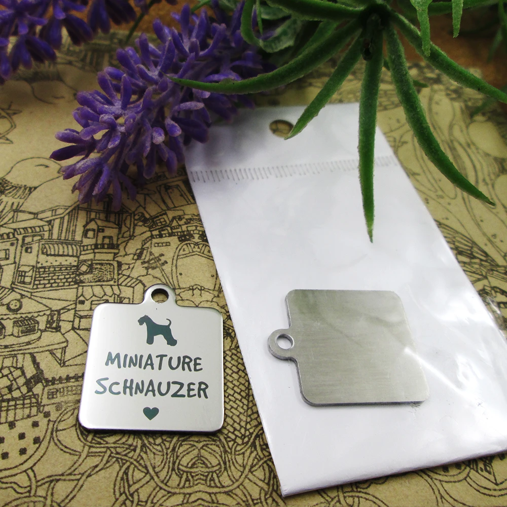 10 шт.-Миниатюрный Шнауцер подвески из нержавеющей стали для любителей собак
