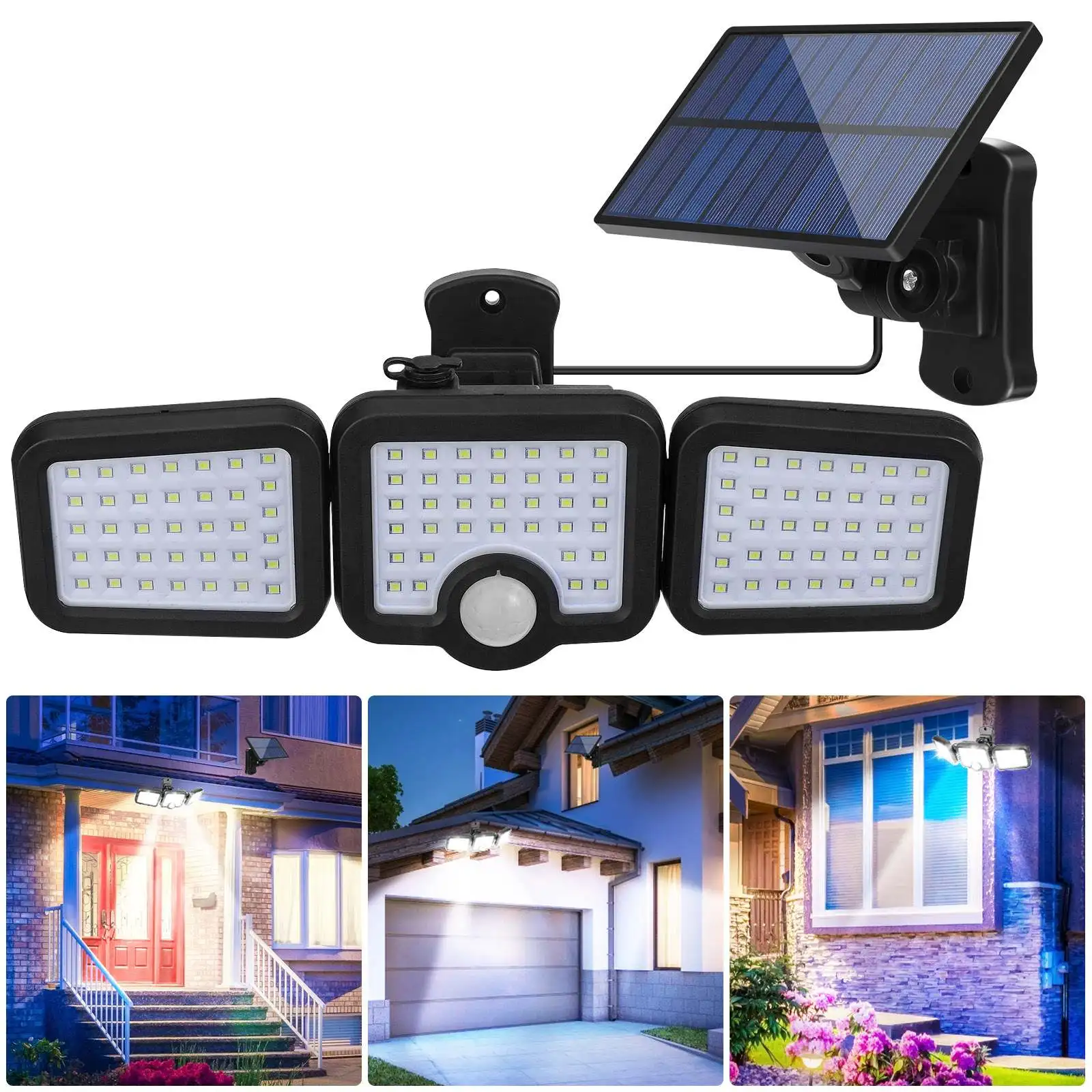 

Светильник на солнечной батарее с тремя головками, 3,7 в, 108, для двора, сада, патио